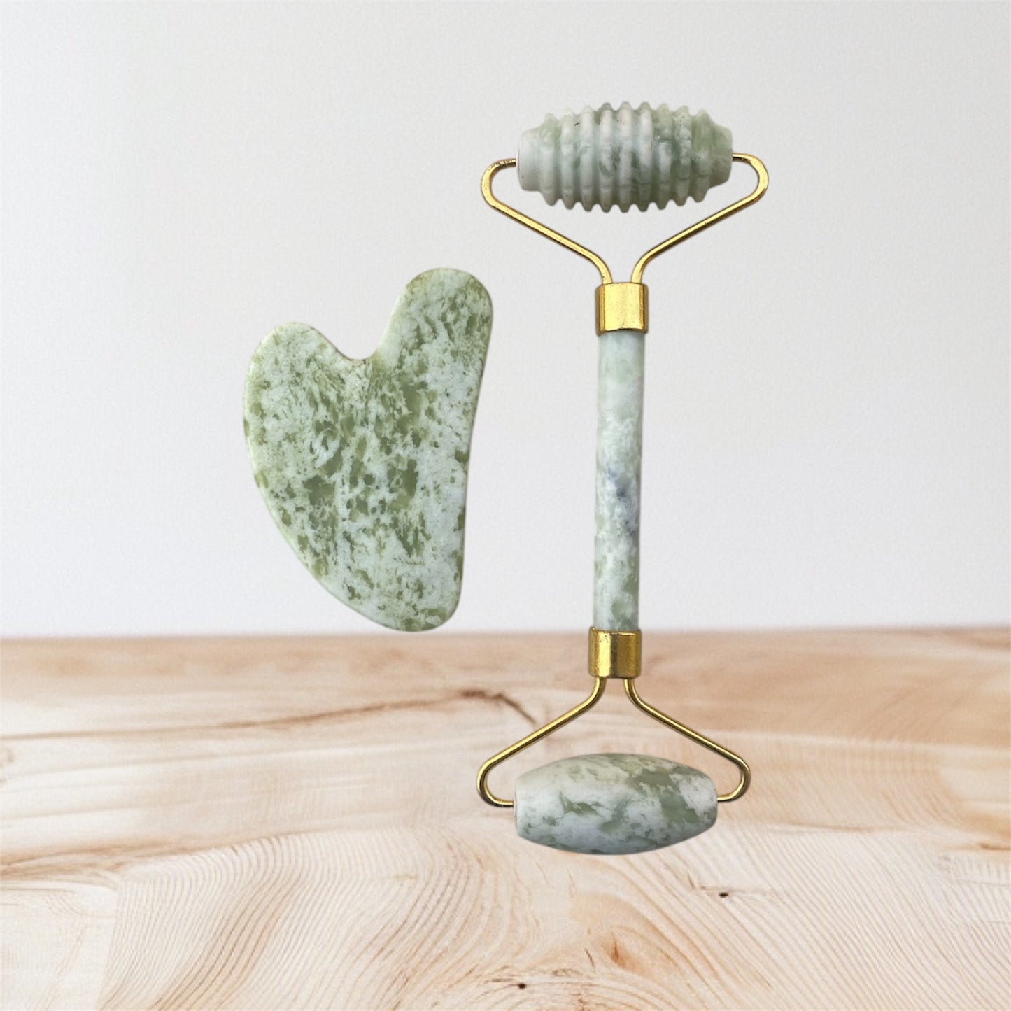 Forest Green Gua Sha Tools + Roller