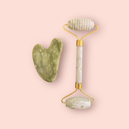 Forest Green Gua Sha Tools + Roller